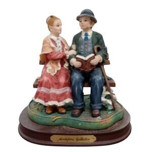 Vintage Montefiori Collection Figurine; Couple On A Bench with Flowers